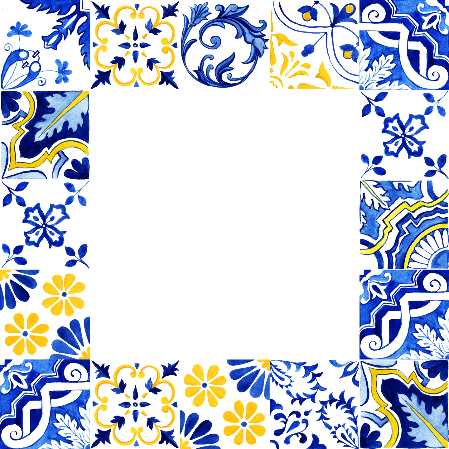 Square Portuguese Azulejos Tile Frame Border